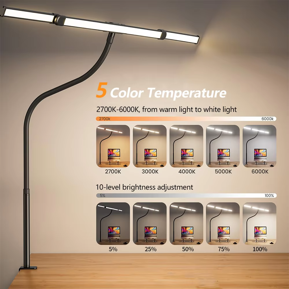 Eye-care LED clip desk lamp– front