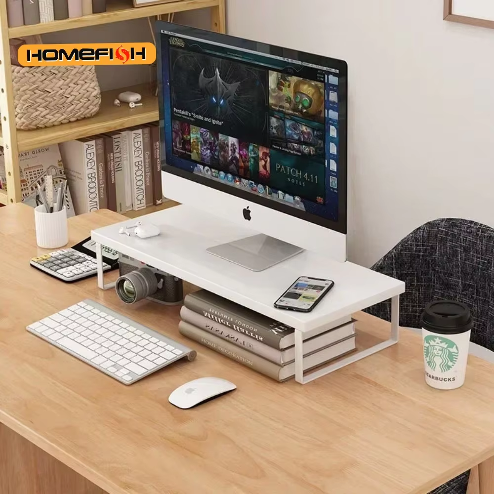 Elevated monitor storage riser– open storage view