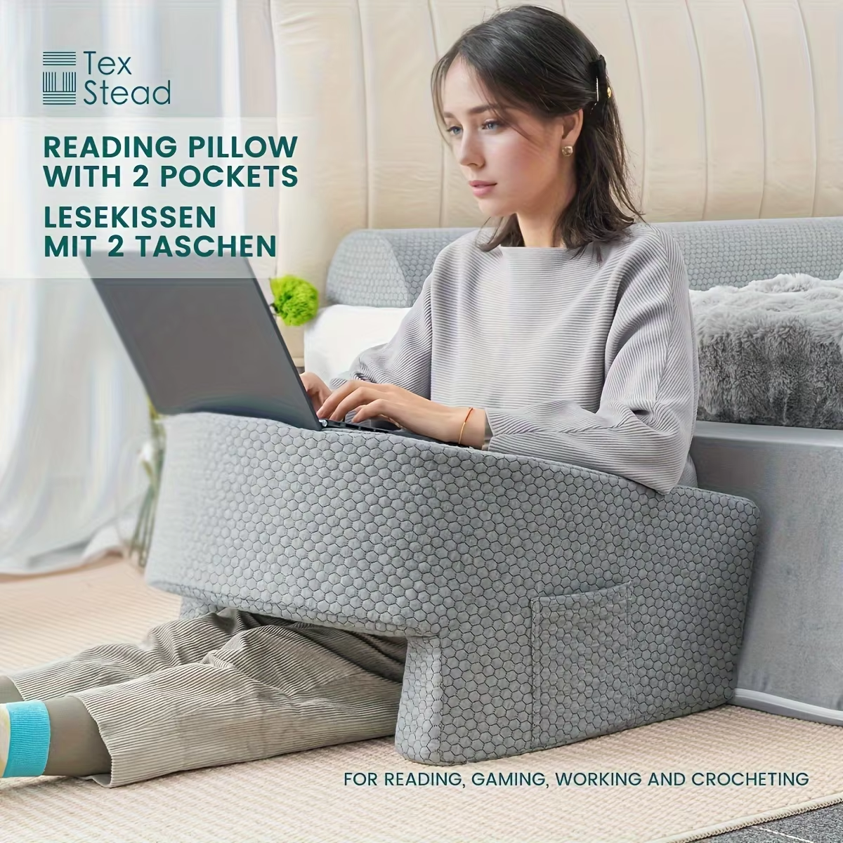 Memory foam laptop support pillow– front