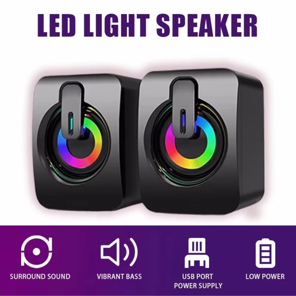 RGB USB desktop computer speakers– lit